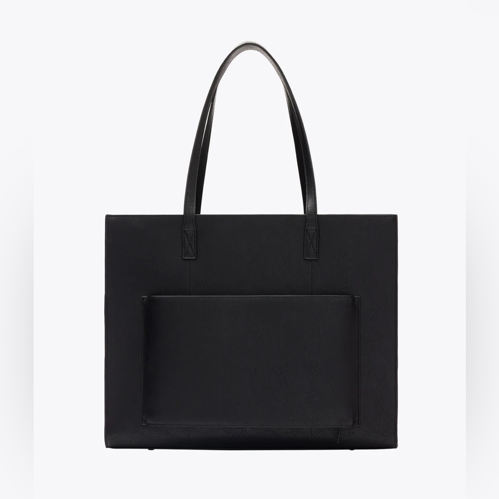 BEIS Large Work Tote in Black Crocodile